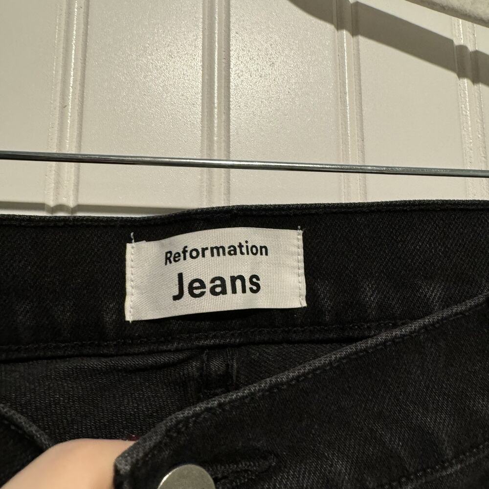 Reformation Serena Jeans Black Denim High Waisted Button Fly Size 18 - Picture 5 of 8